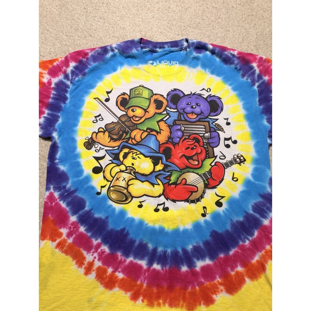 Grateful Dead Big River Jamboree Liquid Blue Tie Dye T Shirt XL Bears GDP - Picture 2 of 8